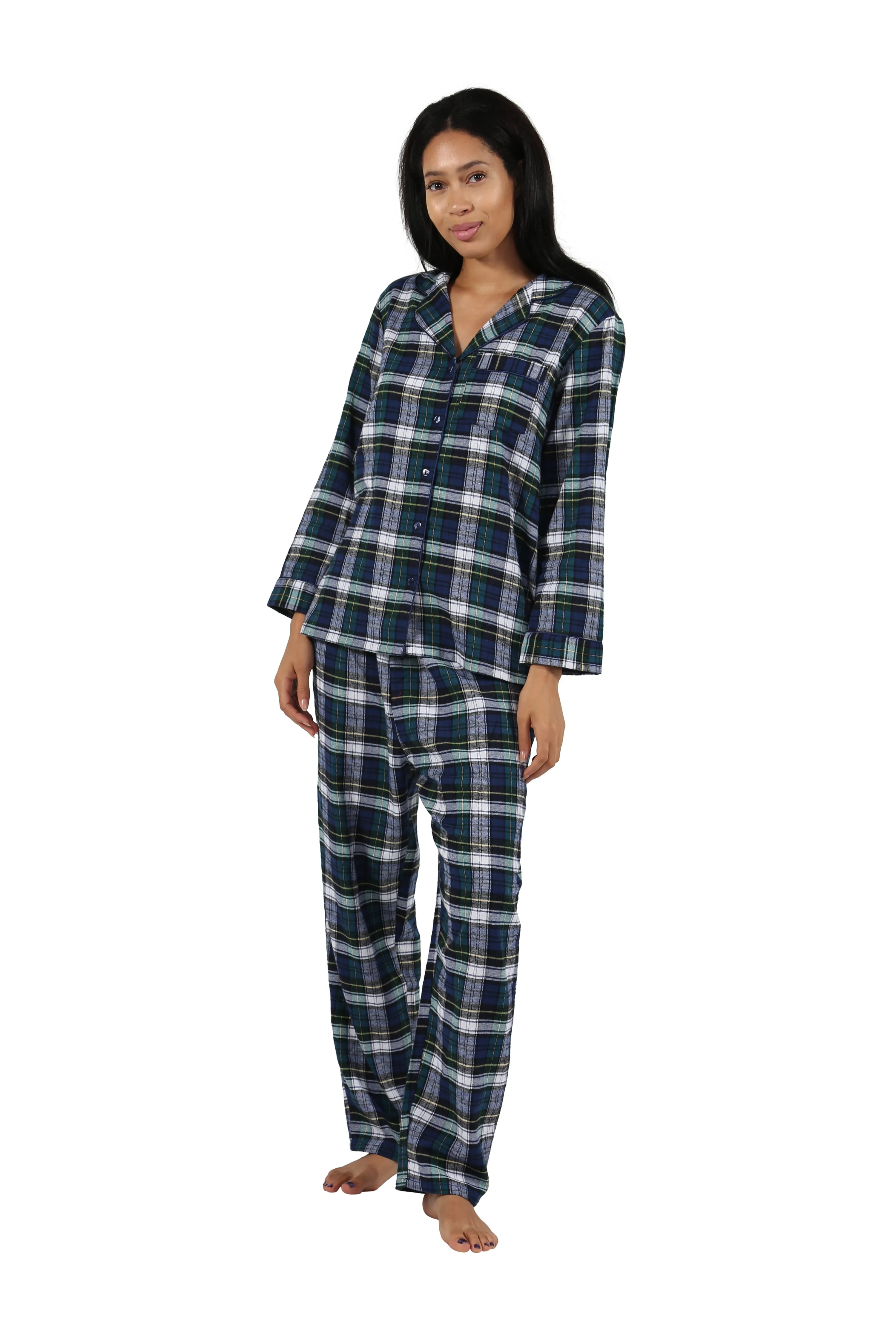 100% Cotton Yarn Dyed Plaid Flannel Pajama Set