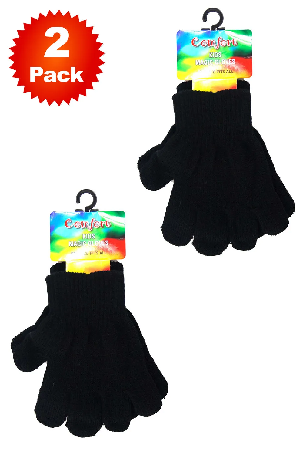 2 Pack Kid Woolly Knitted Plain Gloves