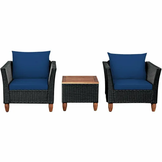 3 Pieces Outdoor Patio Rattan Furniture Set