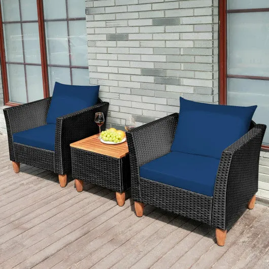 3 Pieces Outdoor Patio Rattan Furniture Set