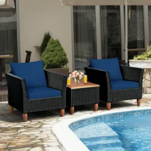 3 Pieces Outdoor Patio Rattan Furniture Set