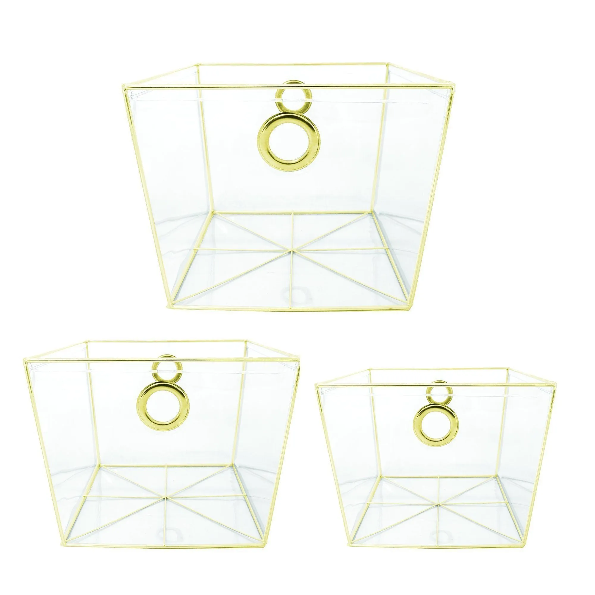 3pc Completely Clear Invisible Storage Bins / Tapered Totes