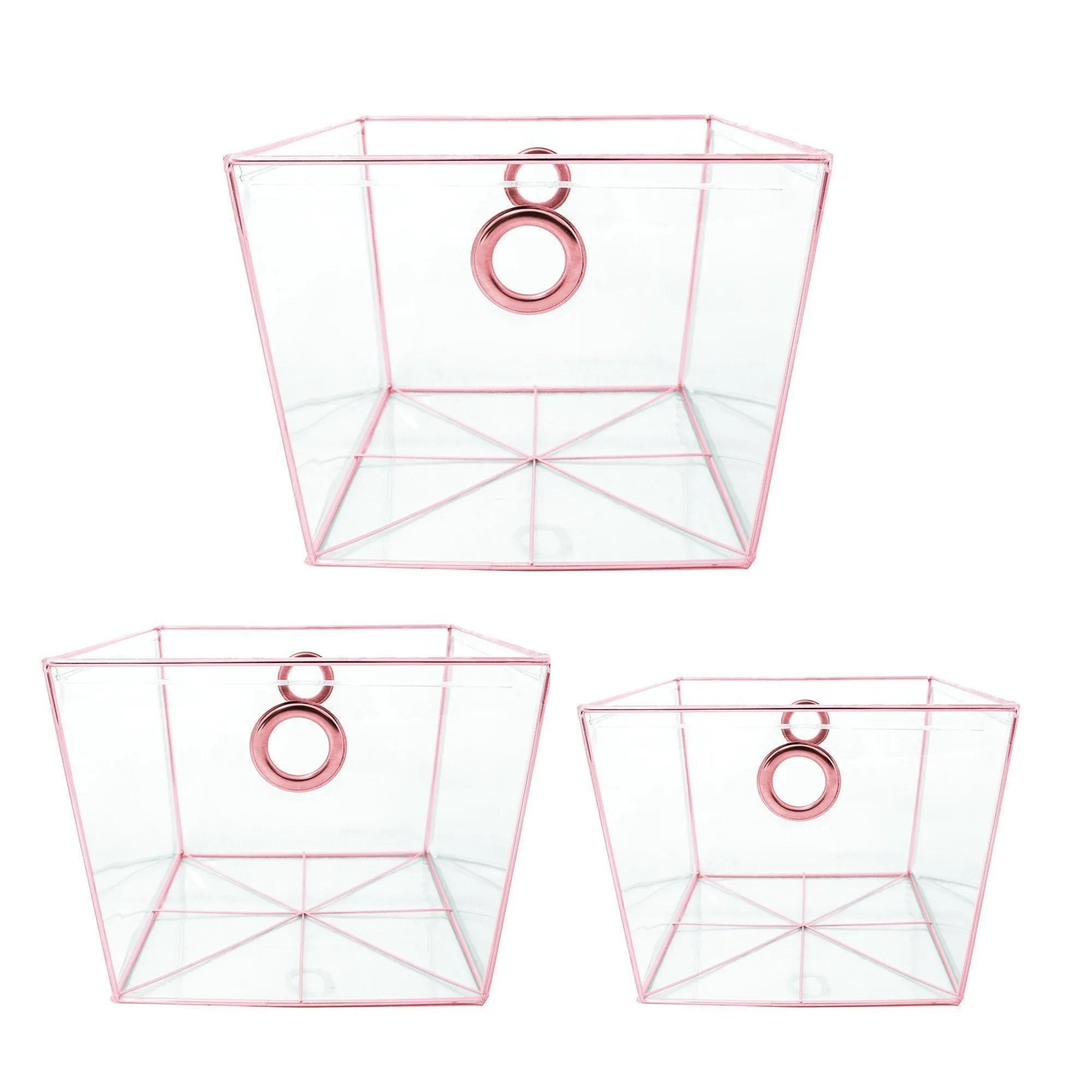 3pc Completely Clear Invisible Storage Bins / Tapered Totes