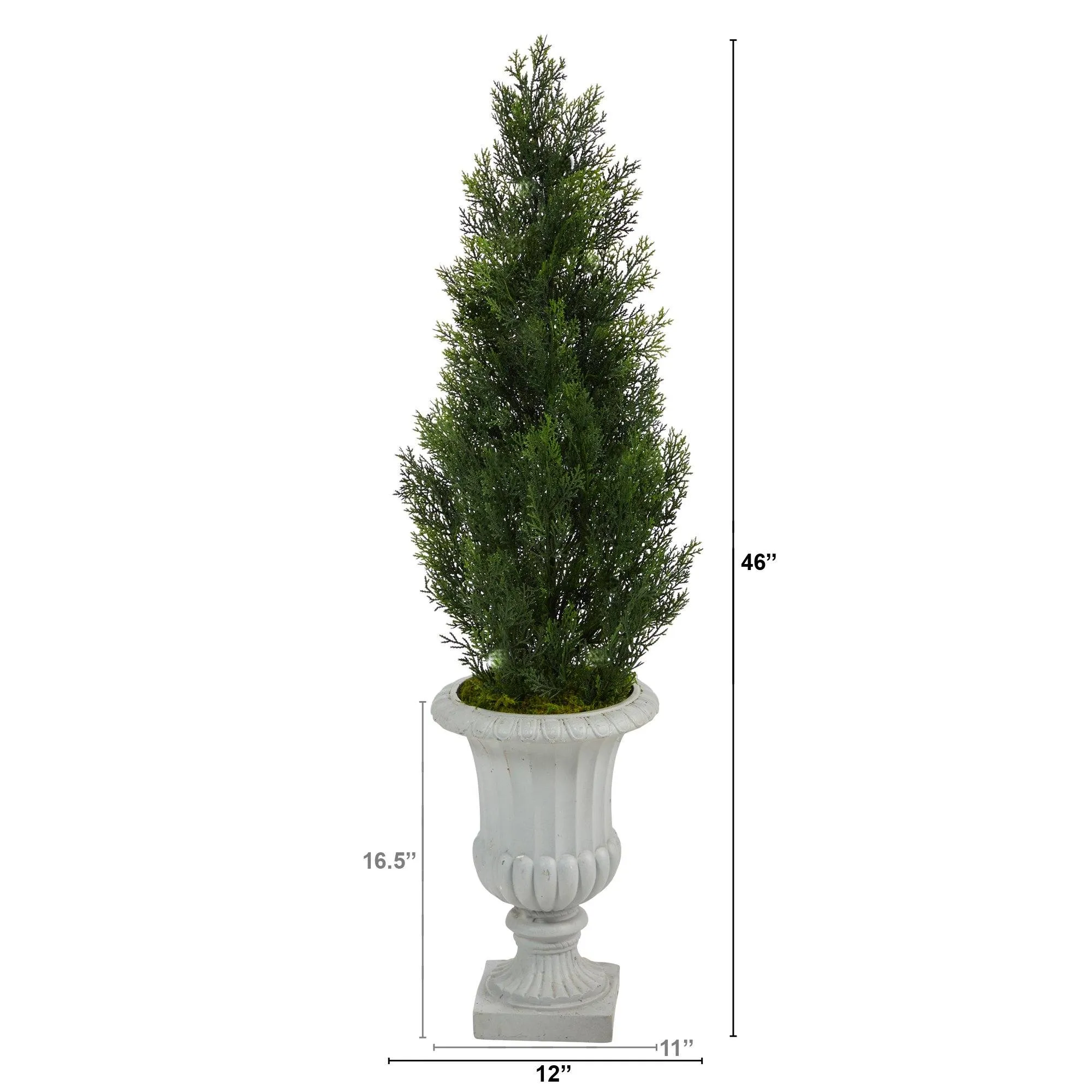 46” Mini Cedar Artificial Pine Tree in Decorative Urn UV Resistant (Indoor/Outdoor)