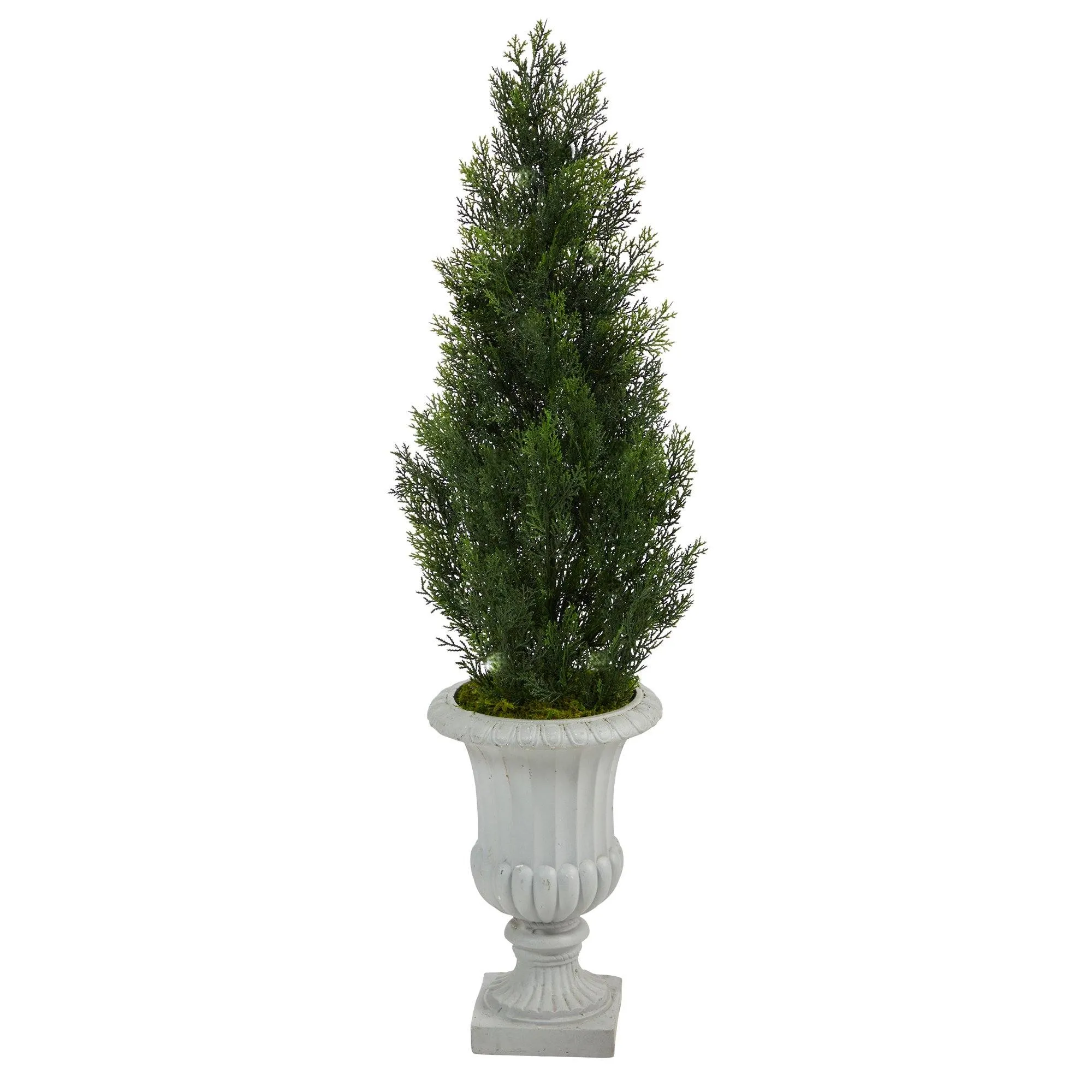 46” Mini Cedar Artificial Pine Tree in Decorative Urn UV Resistant (Indoor/Outdoor)