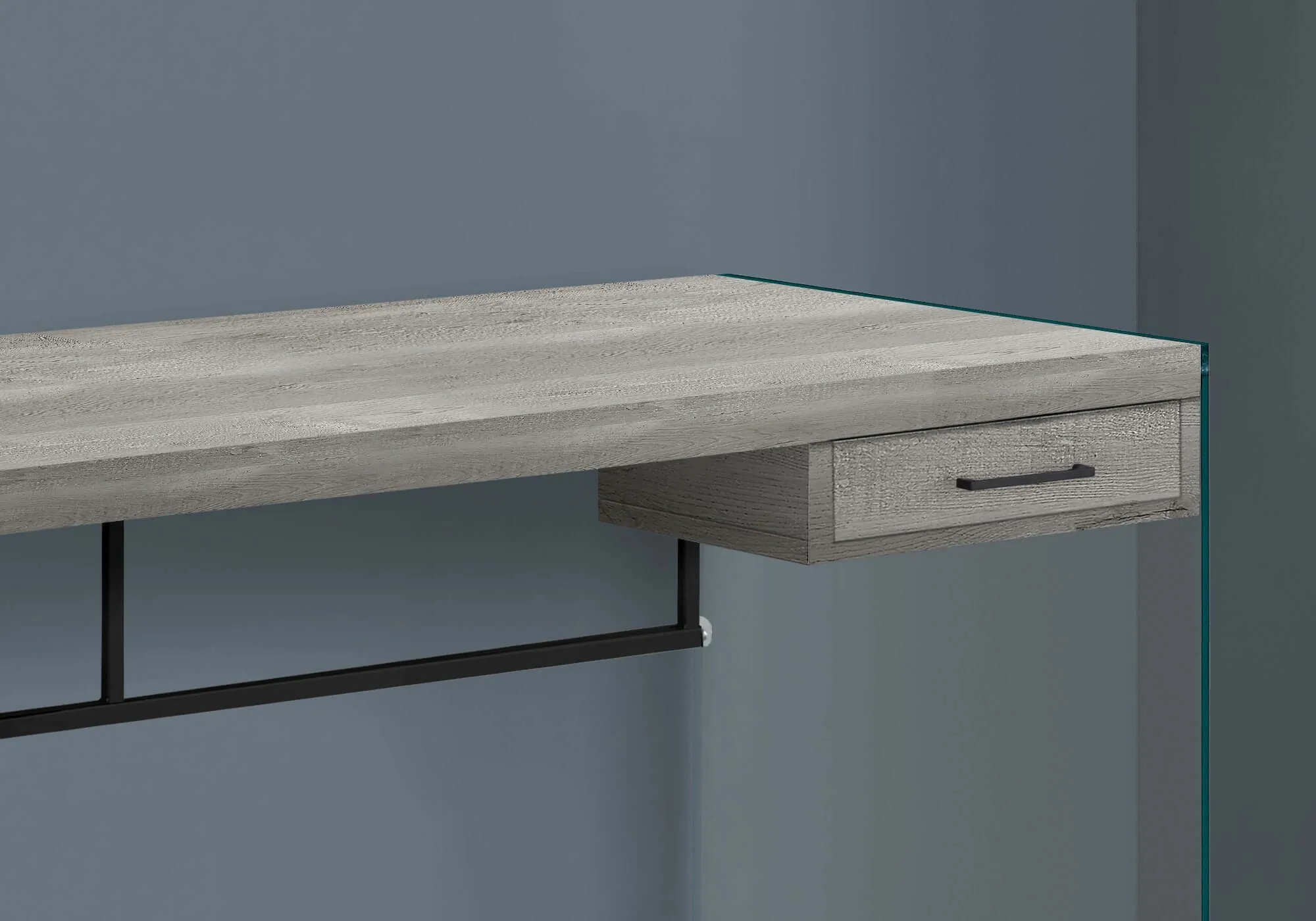 48"L / Grey Reclaimed Wood / Glass Panels Computer Desk