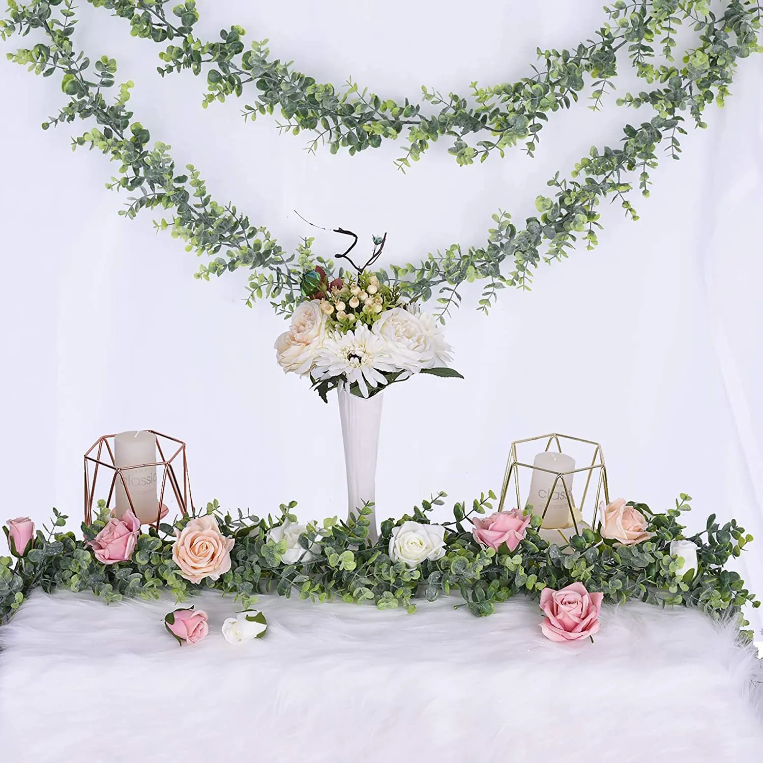 6ft Artificial Eucalyptus Garland for Wedding Decor  UV Protected