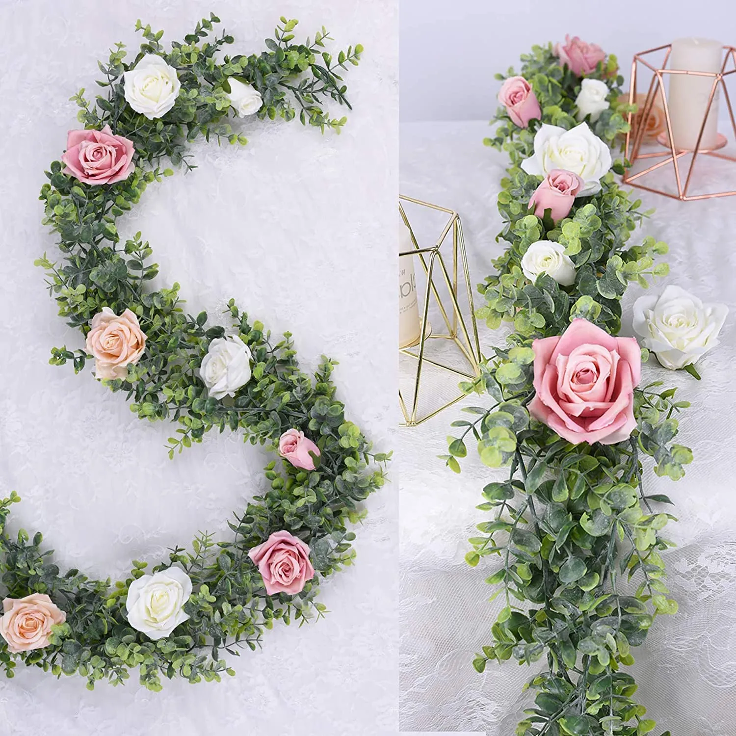 6ft Artificial Eucalyptus Garland for Wedding Decor  UV Protected