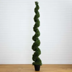 9' UV Resistant Artificial Rosemary Spiral Topiary Tree (Indoor/Outdoor)