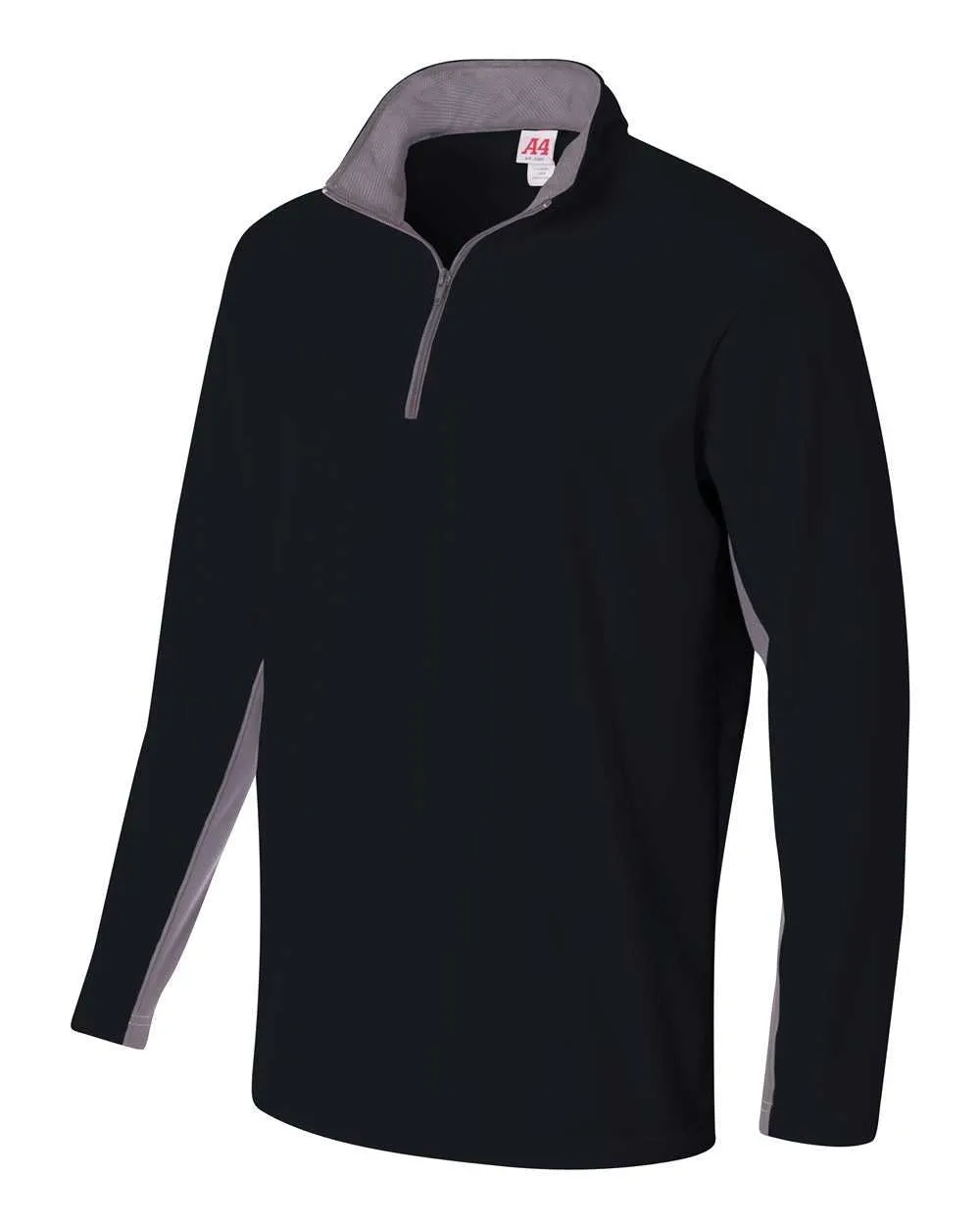 A4 N4246 1/4 Zip Color Block Fleece Jacket - Black Graphite