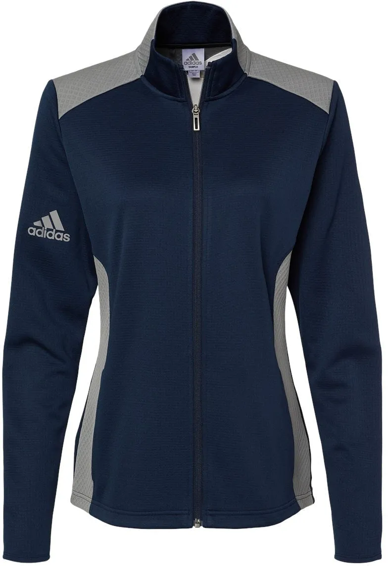 Adidas Ladies Textured Mixed Media Full-Zip Jacket