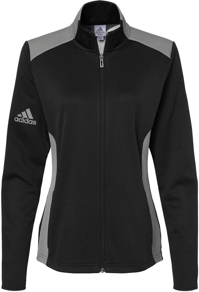 Adidas Ladies Textured Mixed Media Full-Zip Jacket