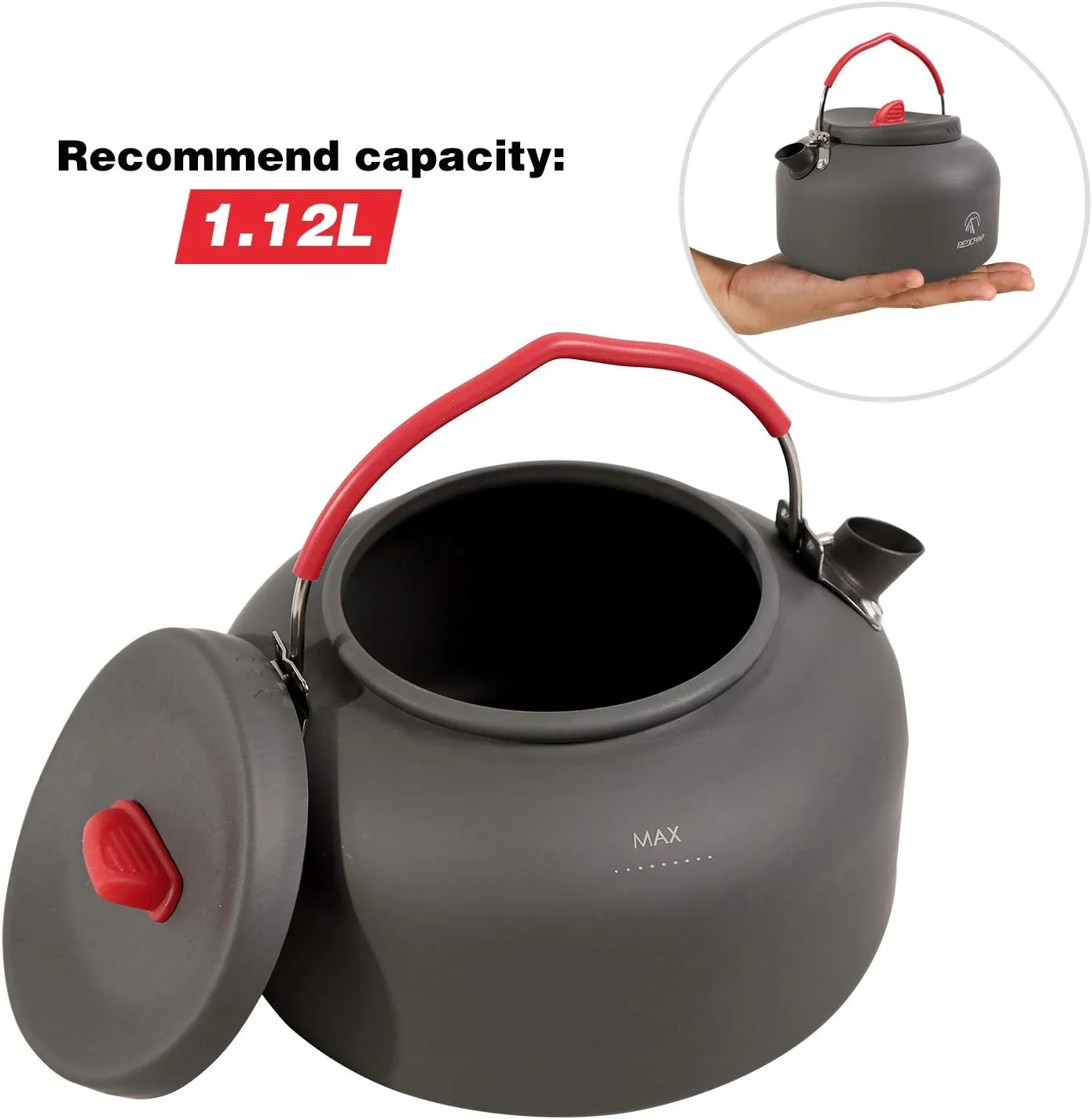 Aluminum Outdoor Camping Kettle with Carrying Bag, 0.8L/0.9L/1.4L/2L