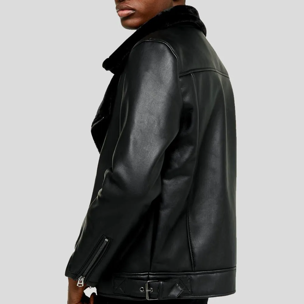 Bard Black Shearling Leather Jacket