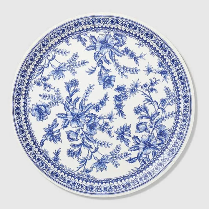 Blue and White French Toile Large Paper Plates