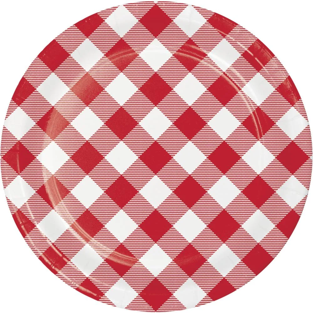 Bulk Classic Gingham Paper Dessert Plate (96 per Case)