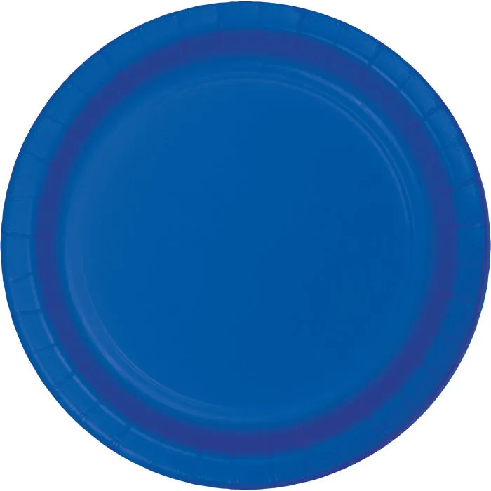 Bulk Cobalt Blue Sturdy Style 8.75 inch Paper Dinner Plates (240 per Case)