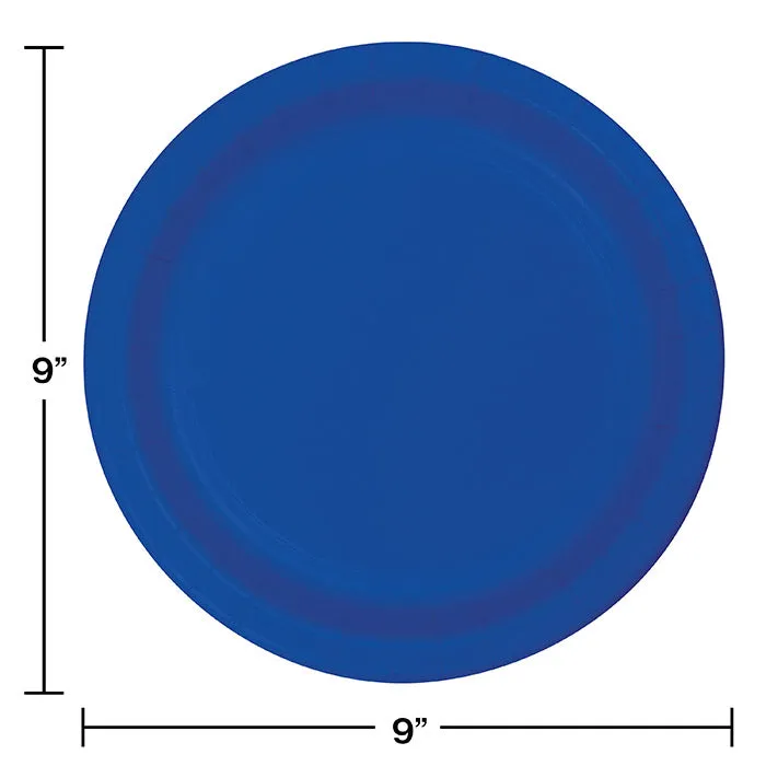 Bulk Cobalt Blue Sturdy Style 8.75 inch Paper Dinner Plates (240 per Case)