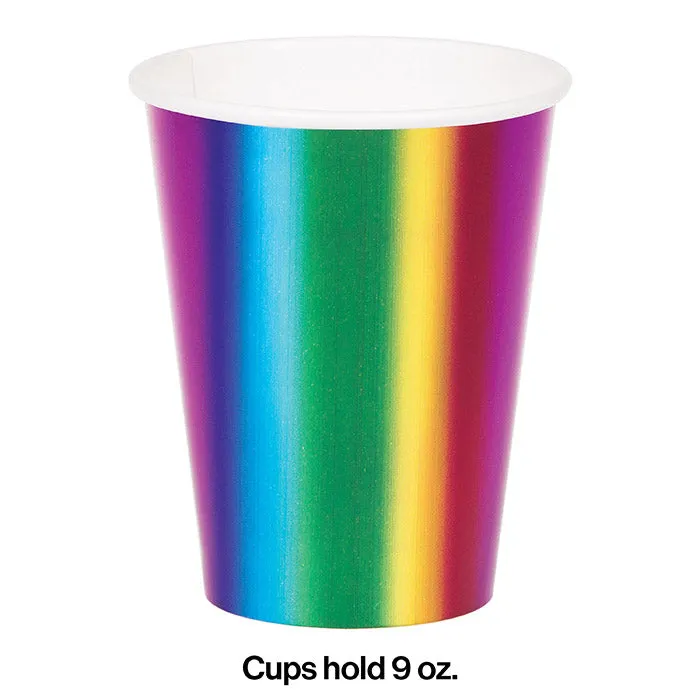 Bulk Rainbow Foil 9 oz Paper Cups (96 per Case)