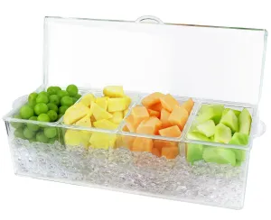 Chilled Condiment Server With Lid, Mimosa Bar Condiment Organizer On Ice, Clear