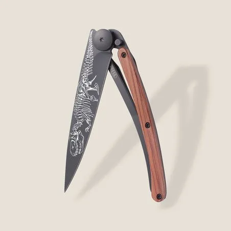 Coral Wood with TRex Ornate Decorative Pocket Knife