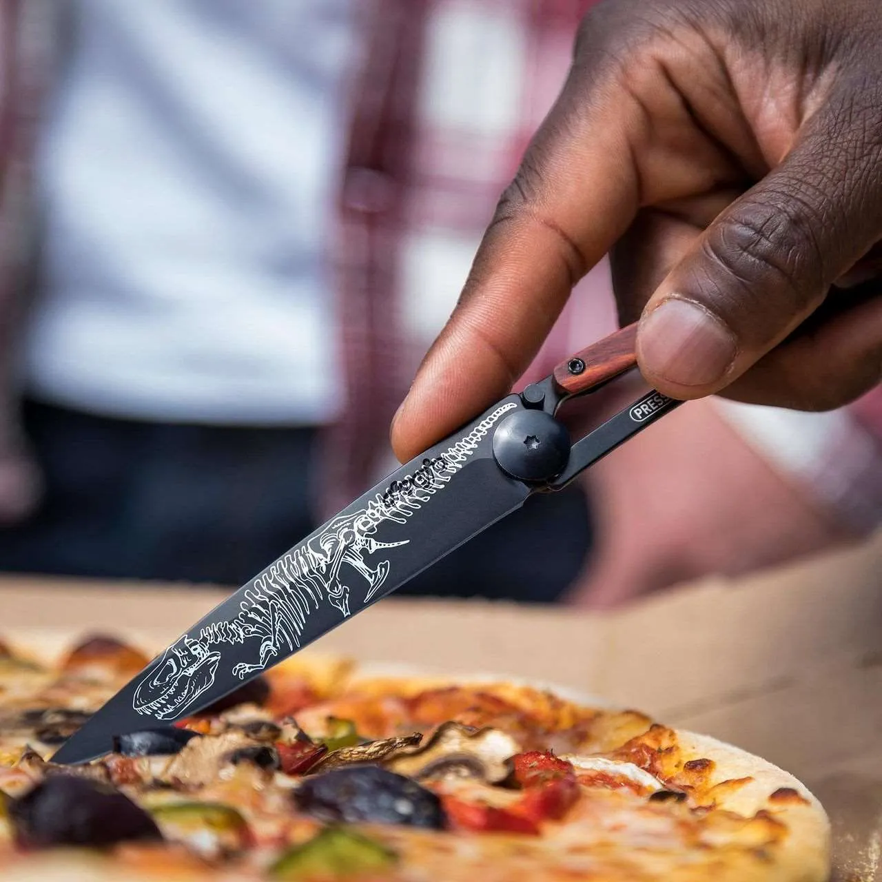 Coral Wood with TRex Ornate Decorative Pocket Knife