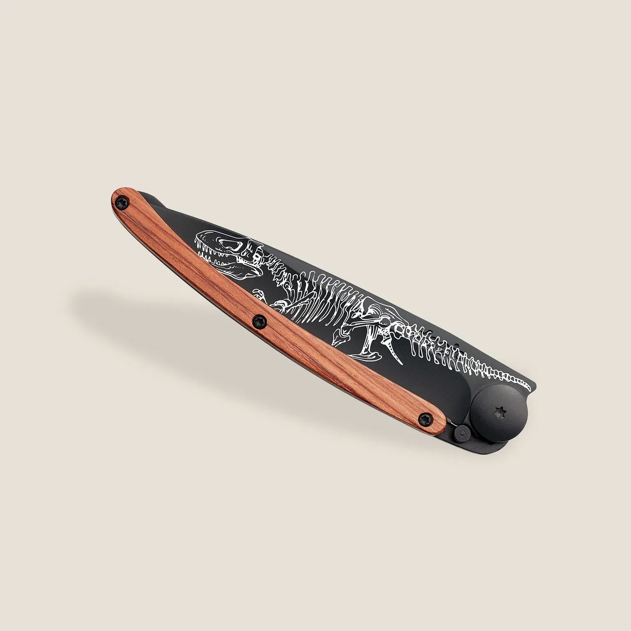 Coral Wood with TRex Ornate Decorative Pocket Knife