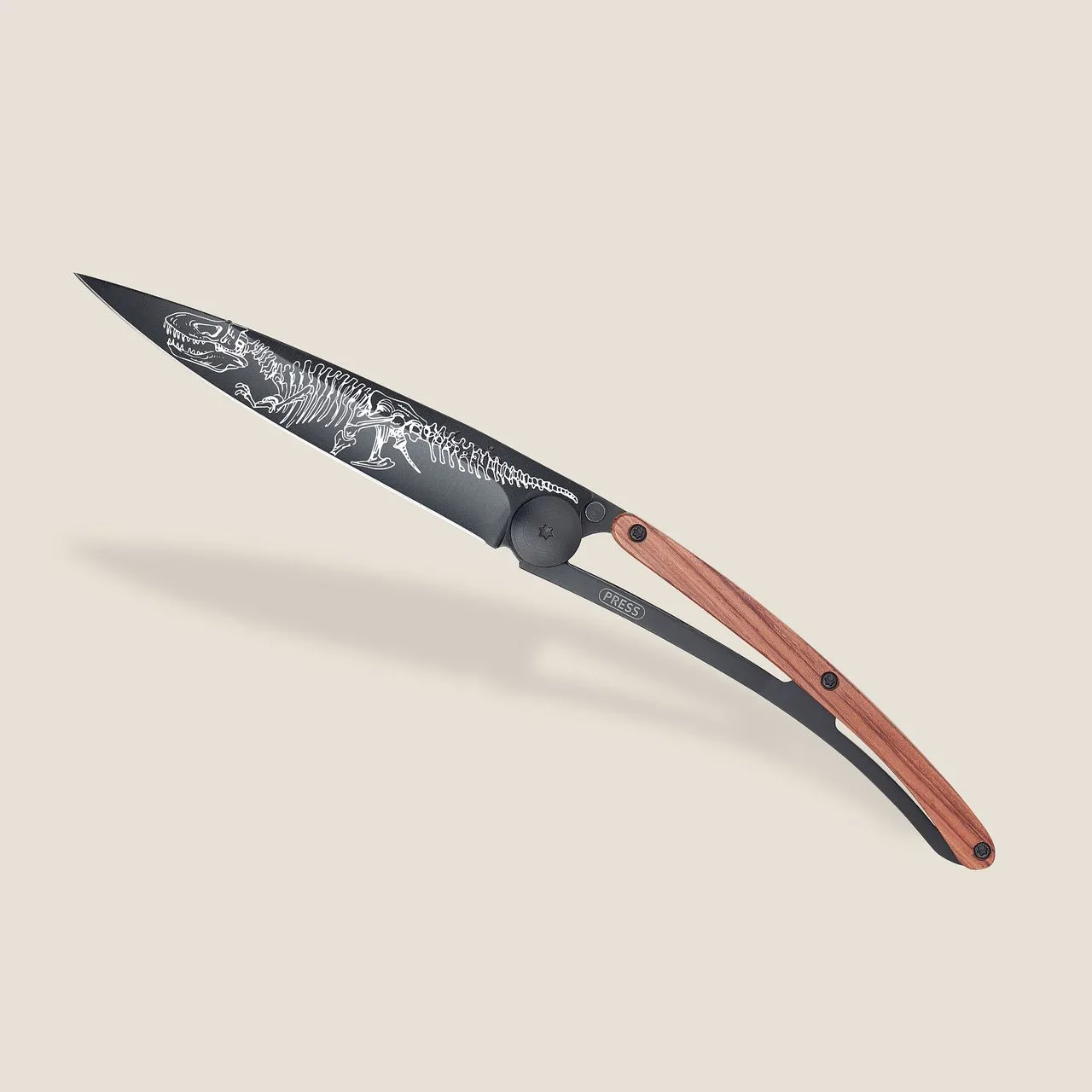 Coral Wood with TRex Ornate Decorative Pocket Knife