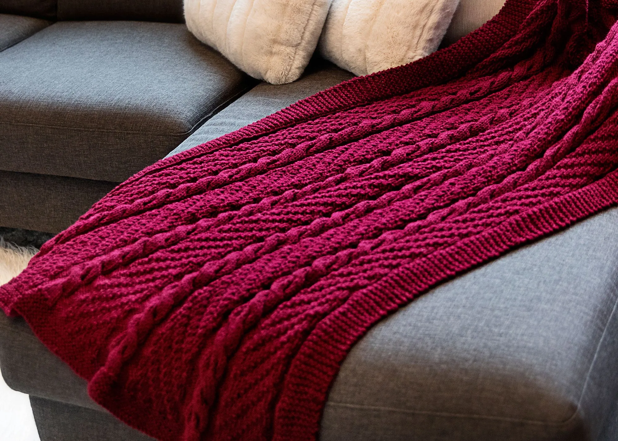 Cozy Cables Throw Blanket Knitting Pattern