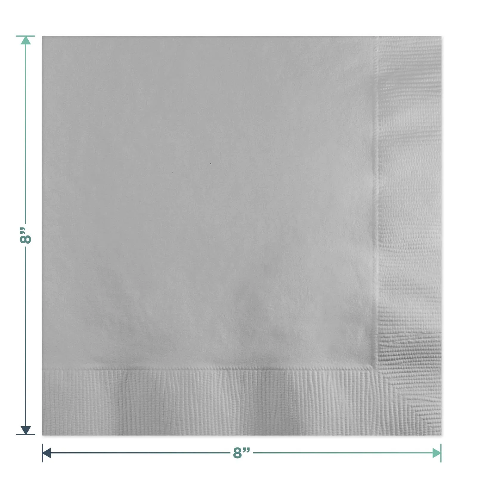 Disposable Silver Paper Dinner Napkins, 8 Inch Square (Pack of 40)