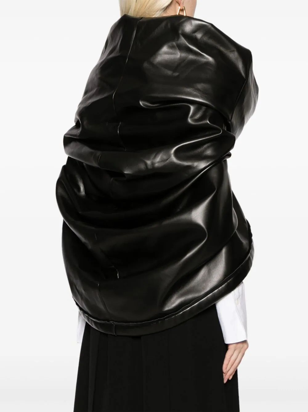 Faux Leather Hooded Jacket