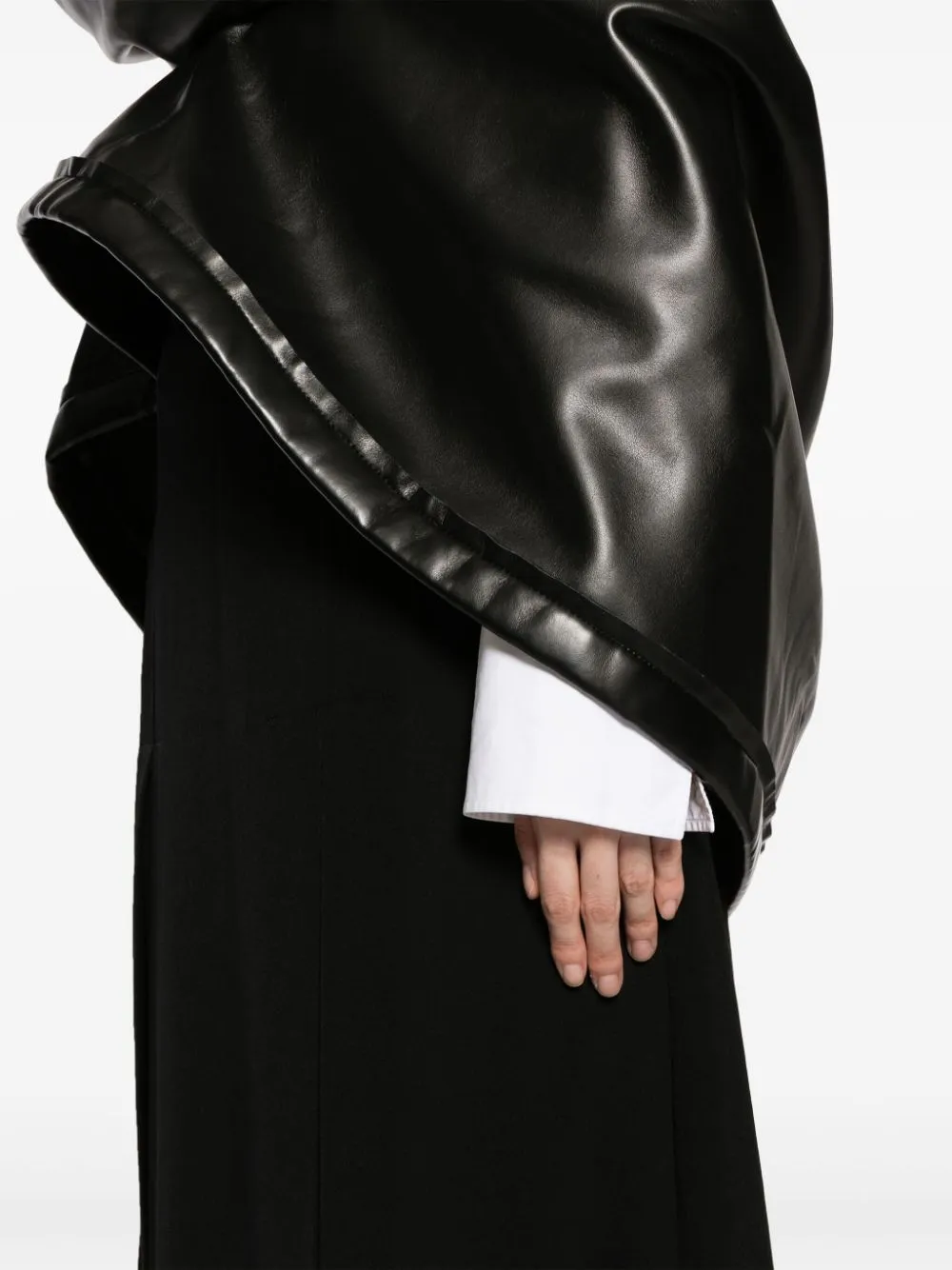 Faux Leather Hooded Jacket