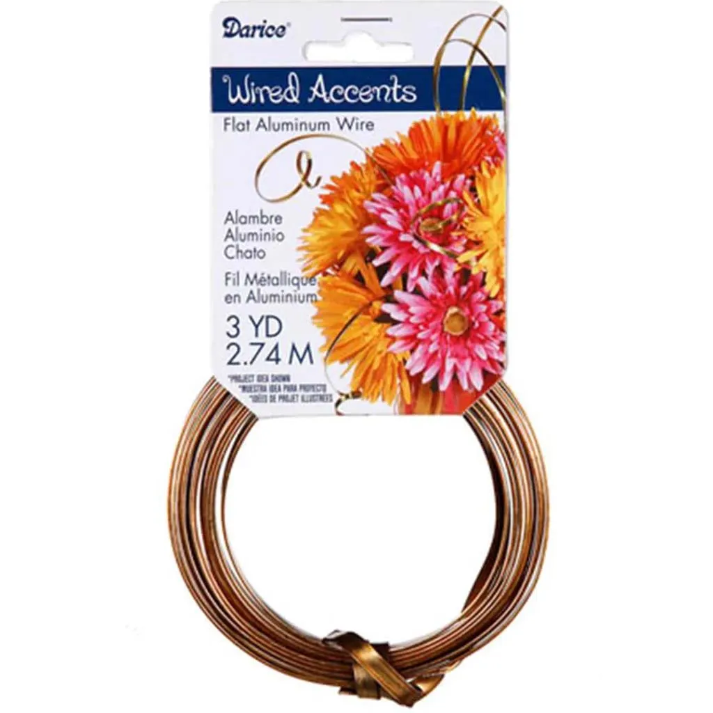 Flat Aluminum Florist Wire 4.5mm Gold 3 yards