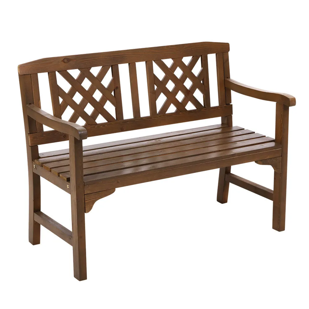 Gardeon Wooden Garden Bench 2 Seat Patio Furniture Timber Outdoor Lounge Chair Natural