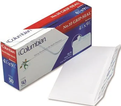 Grip-Seal Business Envelopesside Seam #10 White Wove 50 Per Box