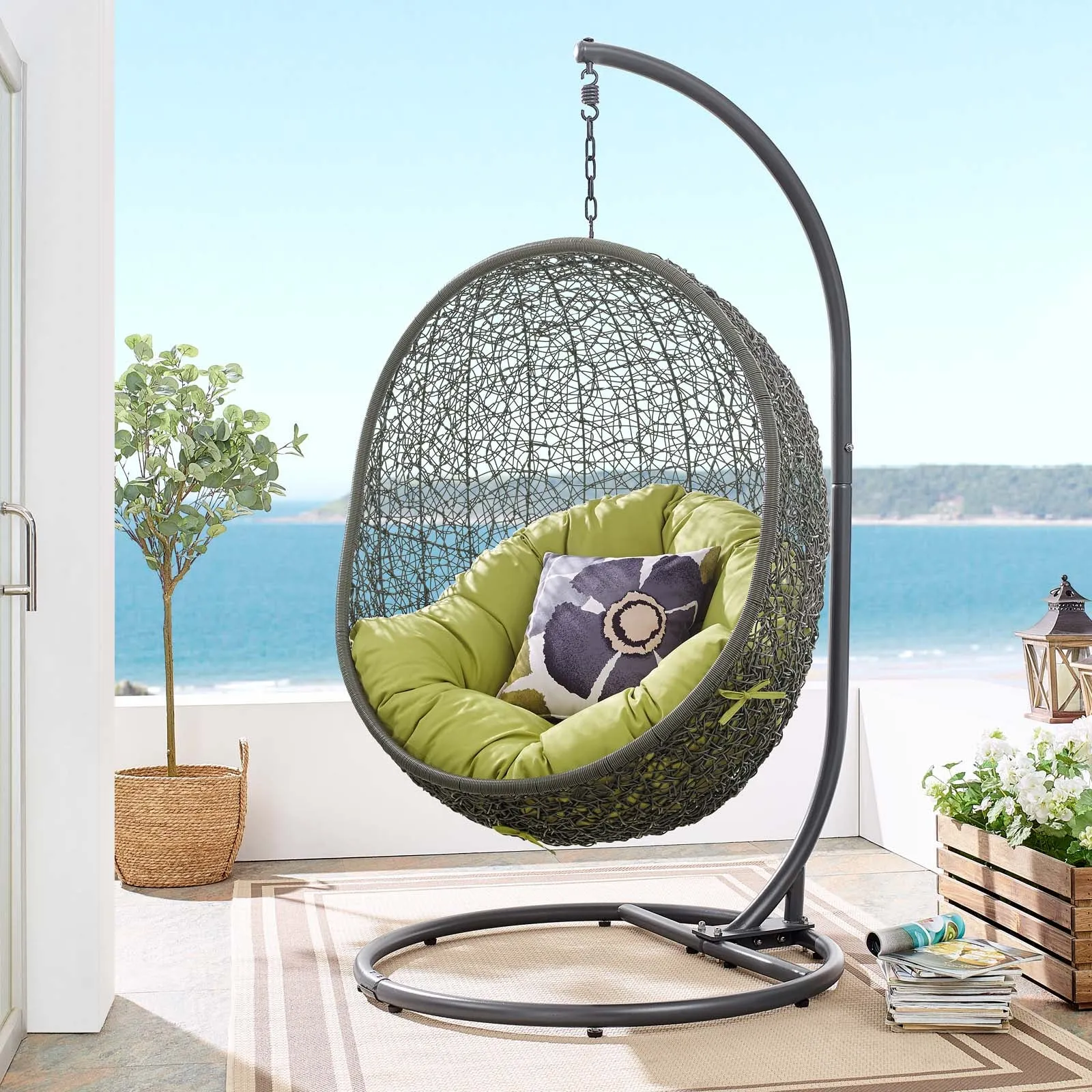 Hide Outdoor Patio Swing Chair With Stand