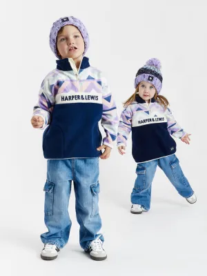 Kids Polar Retro Pattern 1/4 Zip Fleece