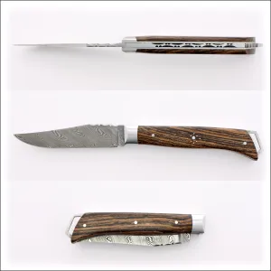 Le Saint-Bernard Pocket Knife - Damascus Blade Bocote