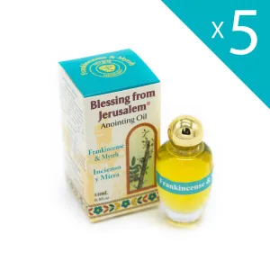 Lot of x 5 Anointing Oil Frankincense & Myrrh 12ml - 0.4oz From Holyland (5 bottles)