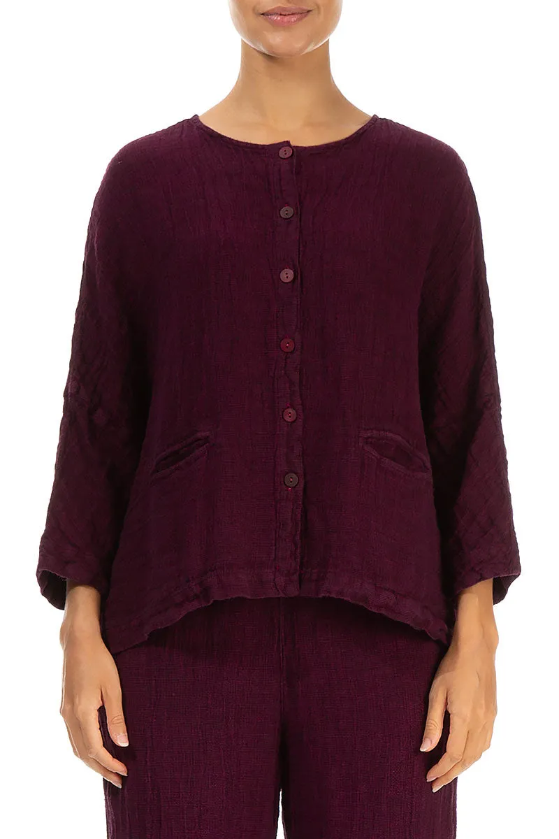 Magenta Mélange Linen Jacket Blouse