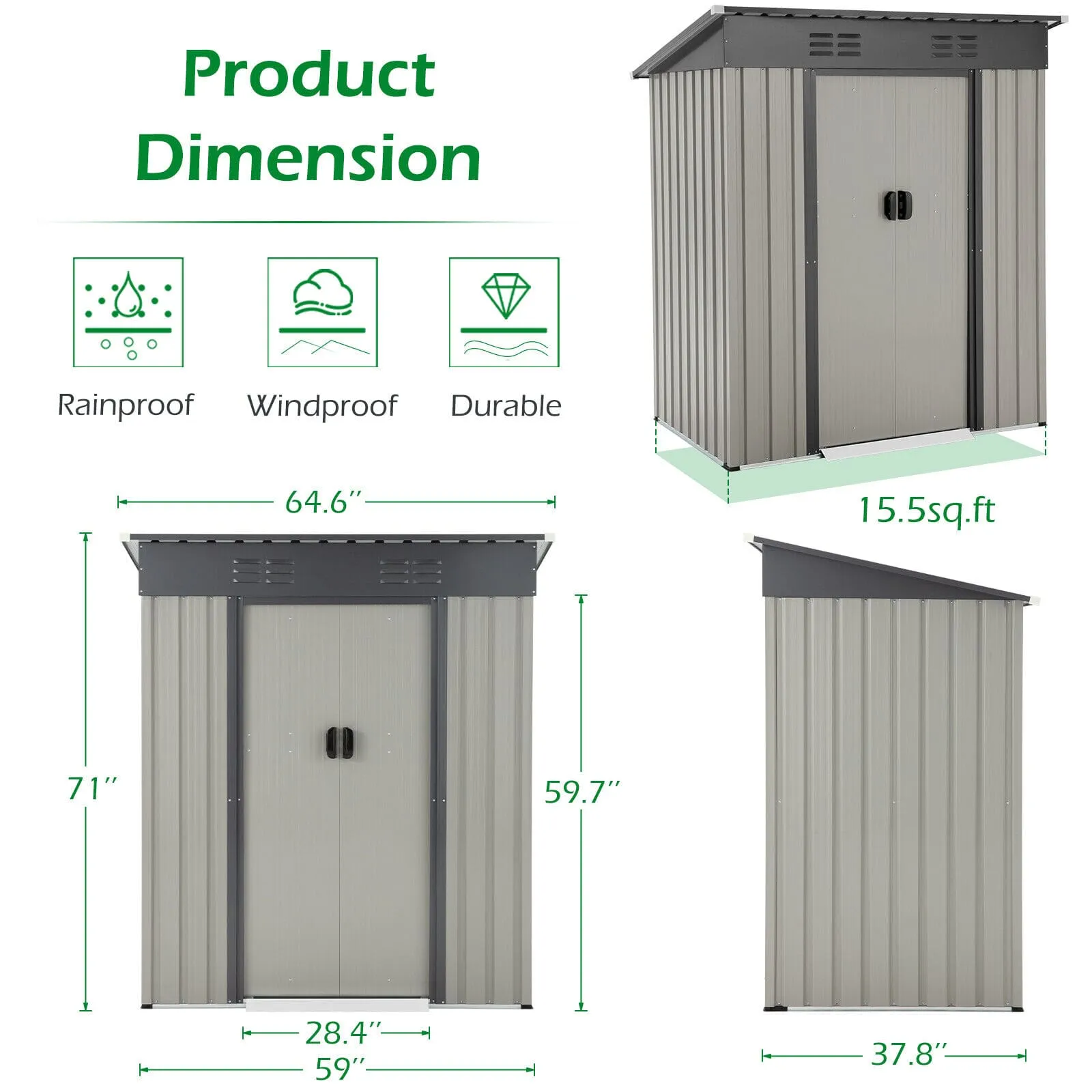 Metal Sliding Door Storage Shed