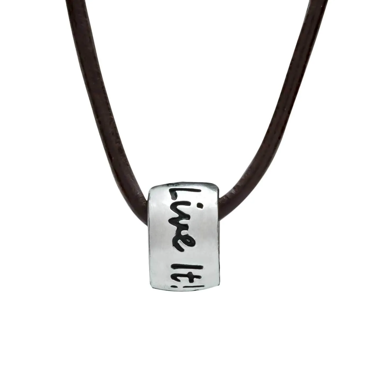 One Life, Live It! Recycled Silver & Cord Necklace