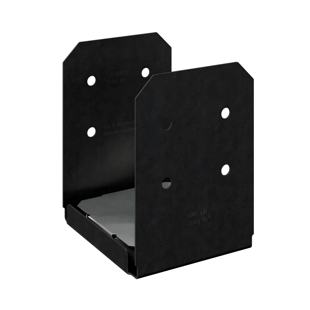 Outdoor Accents® Avant Collection ZMAX®, Black Powder-Coated Post Base for 8x8 Rough (Pack of 4)