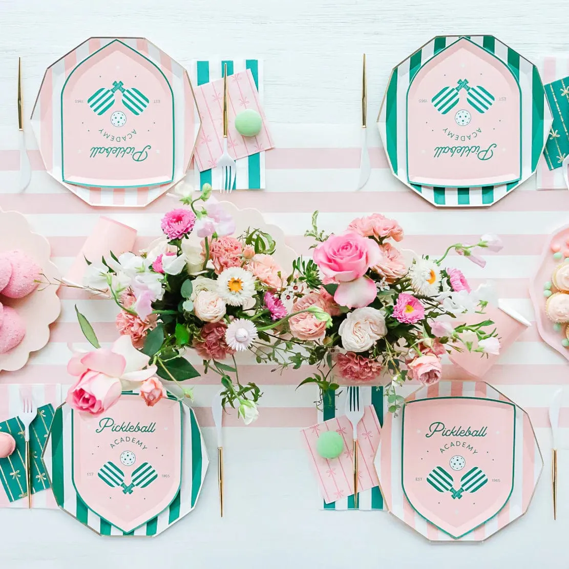 Petal Pink Cabana Stripe Party Plates x 8