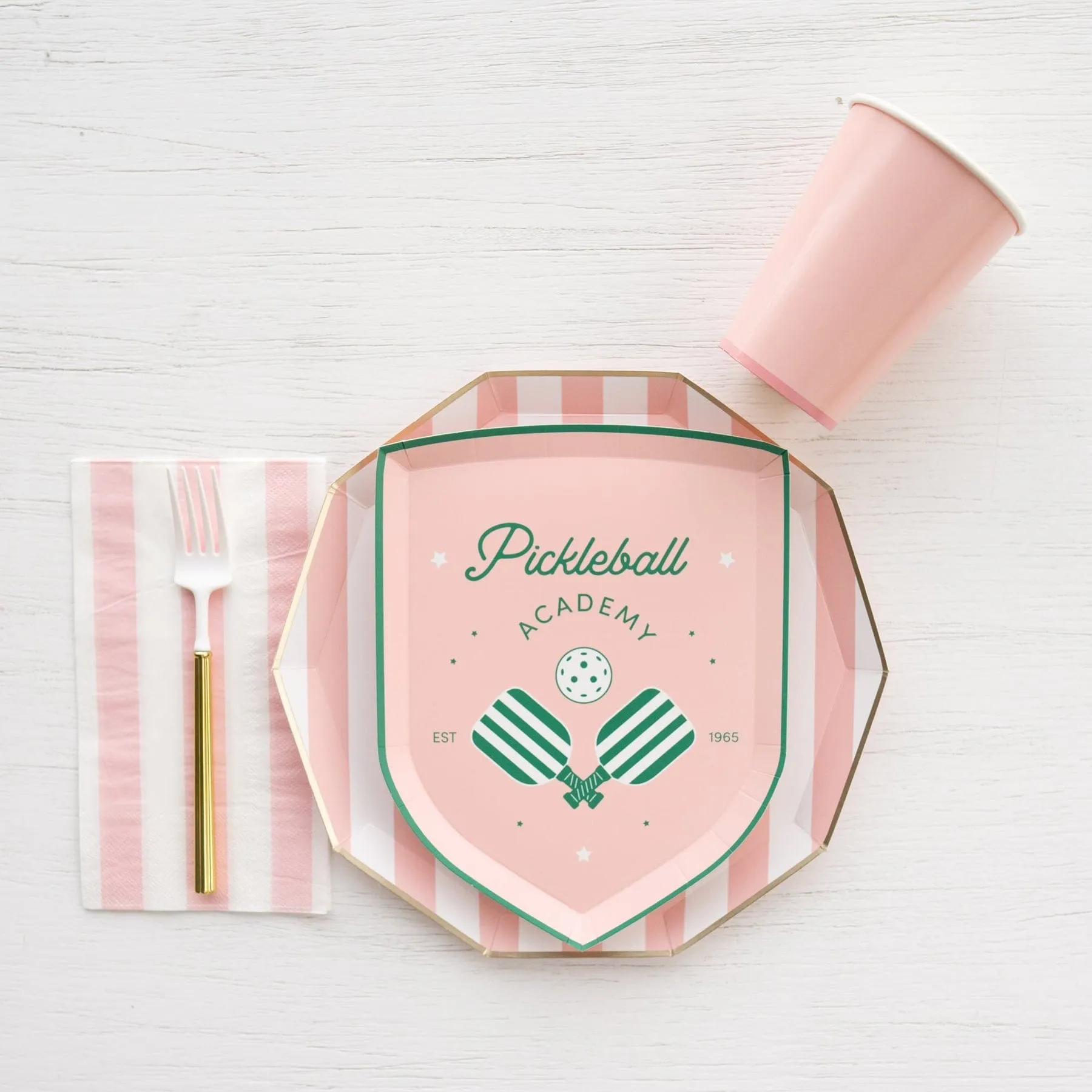 Petal Pink Cabana Stripe Party Plates x 8