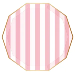 Petal Pink Cabana Stripe Party Plates x 8