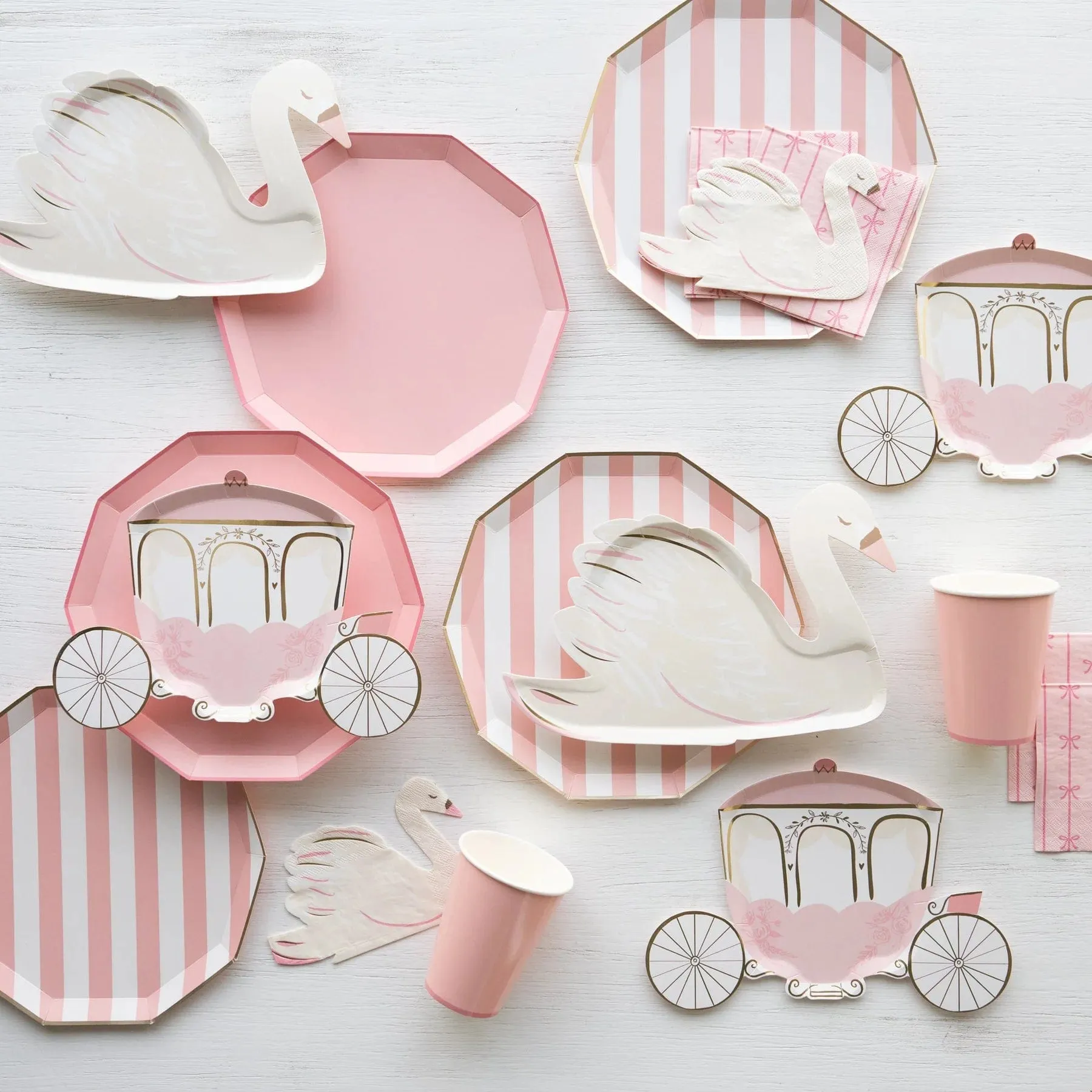 Petal Pink Cabana Stripe Party Plates x 8