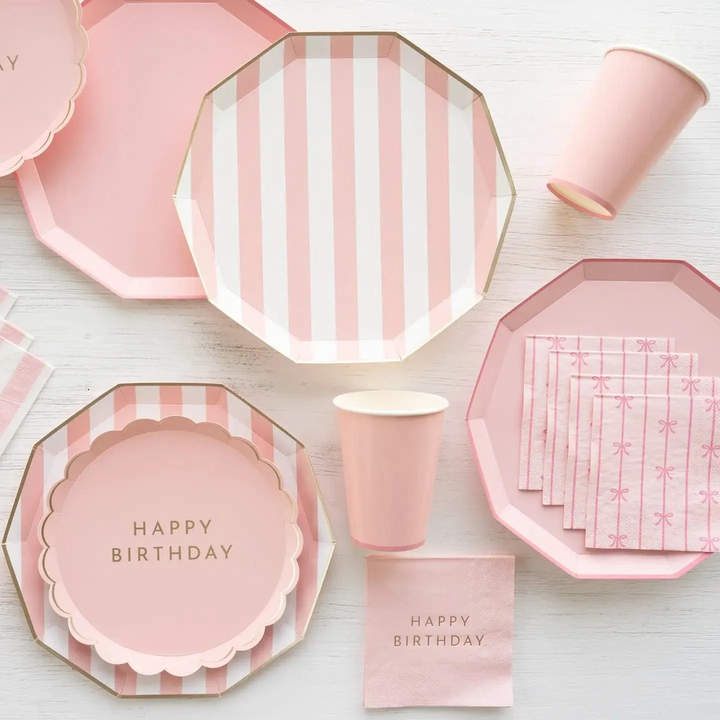 Petal Pink Cabana Stripe Party Plates x 8