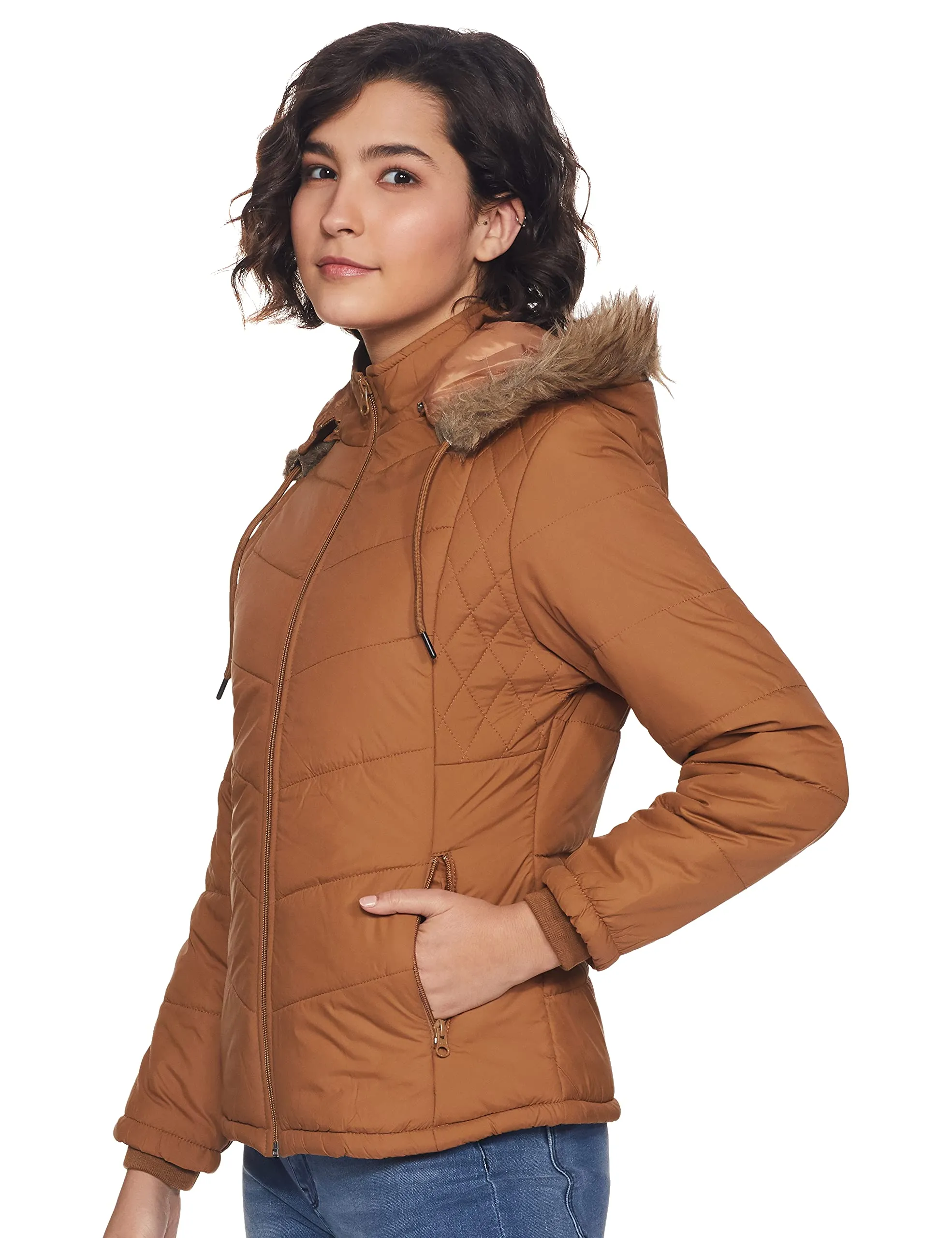 Qube By Fort Collins Women's Parka Coat Beige Khaki L