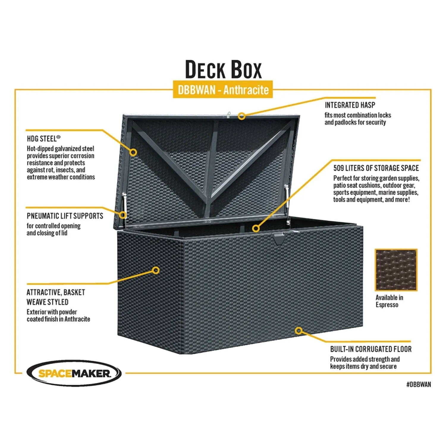 Spacemaker | Deck Box 134.5 Gallon Anthracite